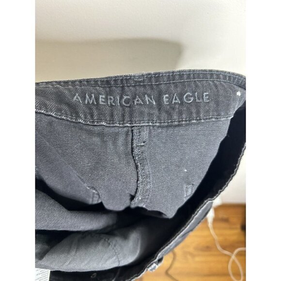 American Eagle Black Button Front Hi Rise A-Line Skirt Size 8 - Picture 10 of 10